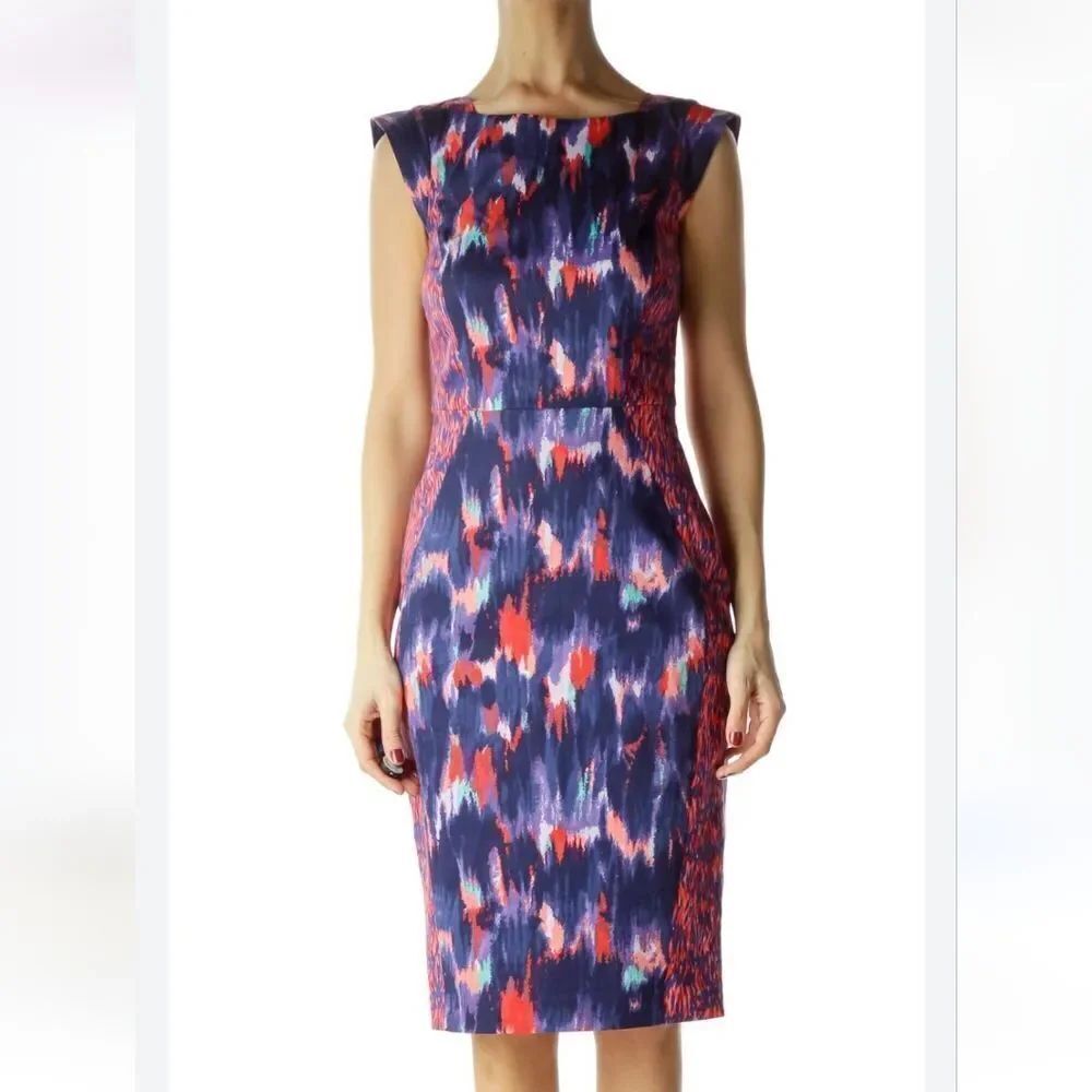 FRENCH CONNECTION MULTI-COLOR CAP SLEEVE DRESS